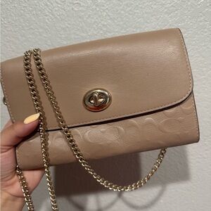 Coach Women's Signature Leather Chain Crossbody